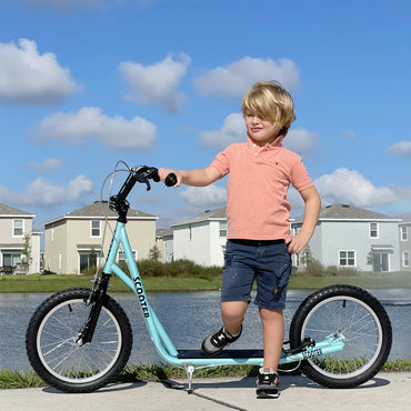 HOMCOM ick Scooters for Kids with Adjustable Height, Anti-Slip Deck, Dual Brakes, Rubber Tyres, for Boys and Girls Aged 5+ Years Old - Blue