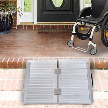 HOMCOM ft Folding Aluminum Wheelchair Ramp Scooter Portable Mobility Assist Suitcase Access Aid Disabled