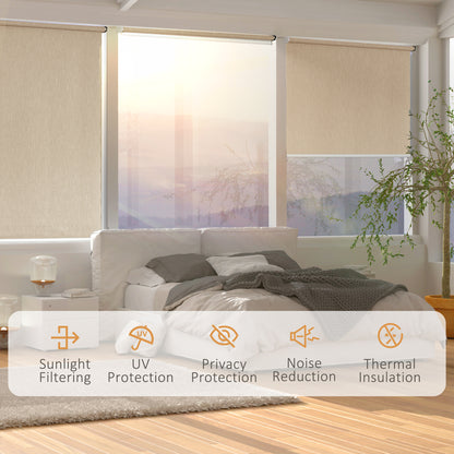 HOMCOM iFi Smart Roller Blinds Work with TUYA App, Window Shade with Rechargeable Battery, Electric Shades Blind Easy Fit Home Office Living Room Bathroom Kitchen, Brown, 120cm x 180cm