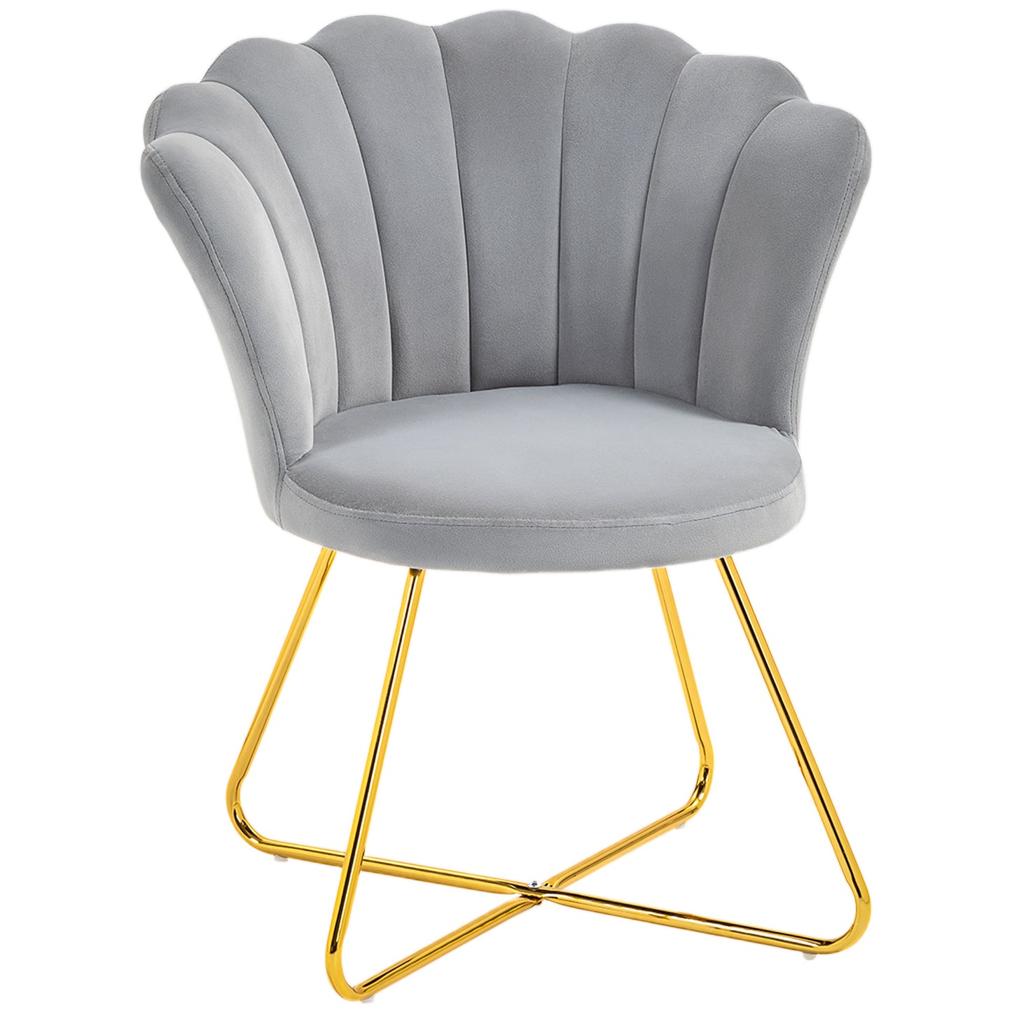 HOMCOM elvet-Feel Lotus Petal Accent Chair - Grey