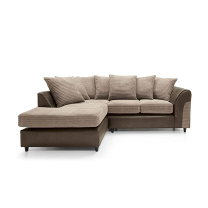 Harley Cord Fabric Corner Sofa - Brown-Left Facing