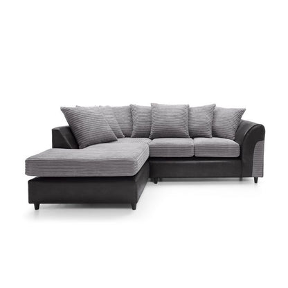 Harley Cord Fabric Corner Sofa - Black-Left Facing