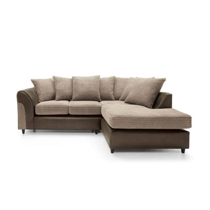 Harley Cord Fabric Corner Sofa - Brown-Right Facing