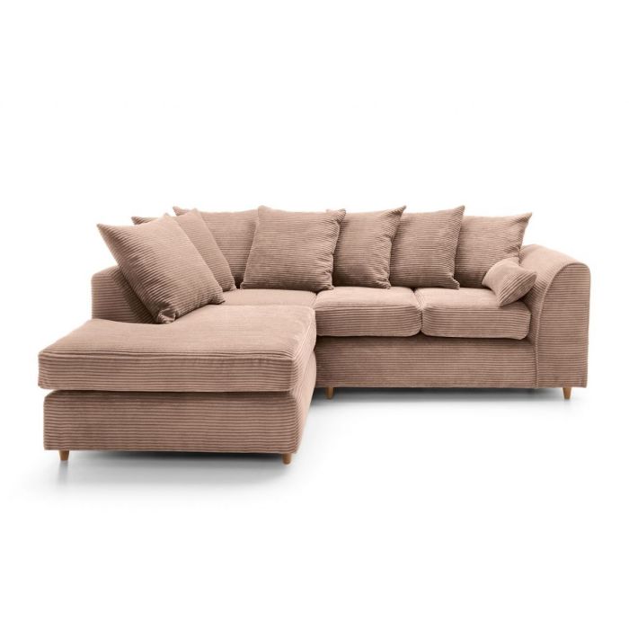 Jill Jumbo Corner Sofa - Brown-Left Facing Fabric