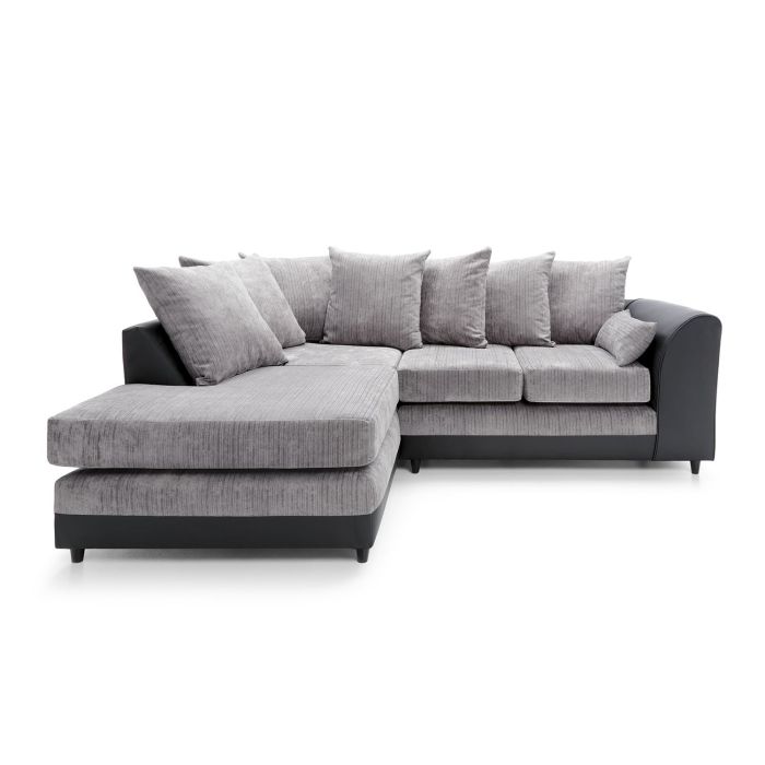 Dilan Fabric Corner Sofa - Black-Left Facing