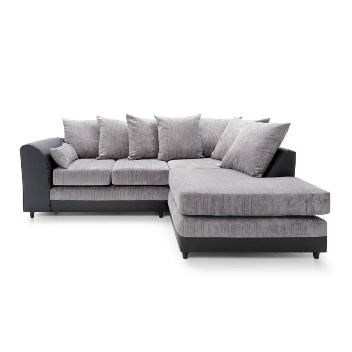 Dilan Fabric Corner Sofa - Black-Right Facing