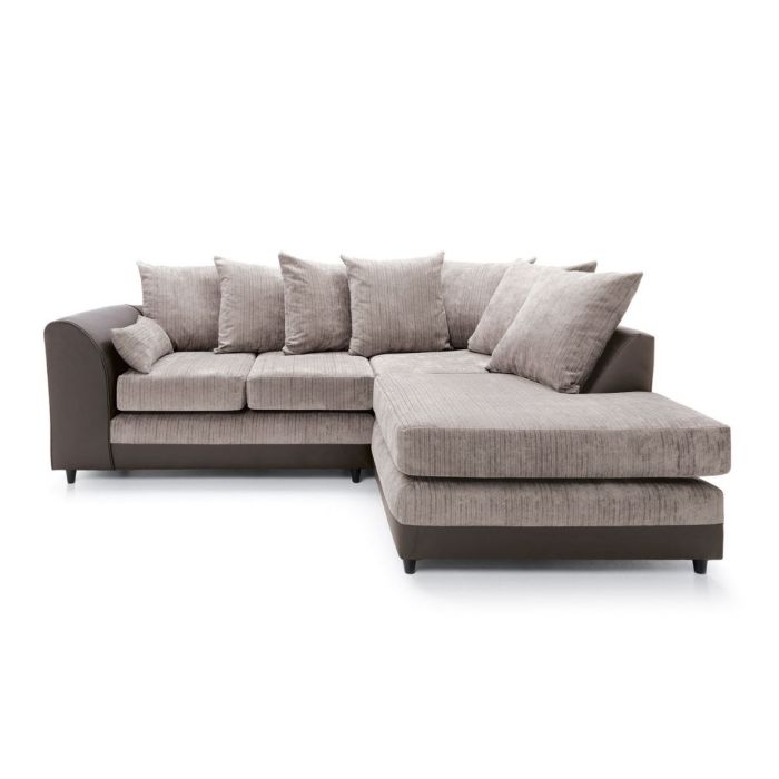 Dilan Fabric Corner Sofa - Brown-Right Facing