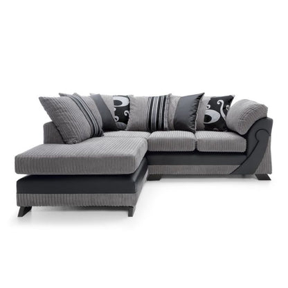 FURCO Grey Chenille Chaise Corner Sofa - Modern Design with Deep Foam Seating