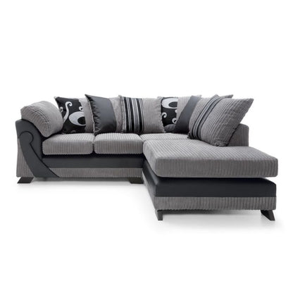 FURCO Chenille Grey Right-Facing Corner Sofa with Chaise and Cushions