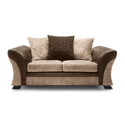 Faro Modern Style Crushed Chenille 2 Seater Sofa - Brown Fabric