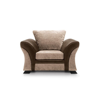 Farrow Crushed Chenille Armchair with Scrolled Arms - Brown Upholstery