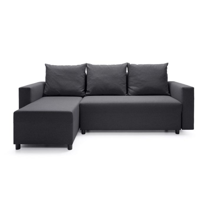 Osllo Corner Sofabed - Black-Left Facing Fabric