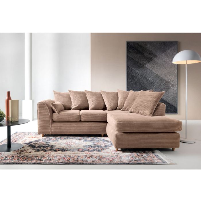 Jumbo Cord Brown Fabric Corner Sofa