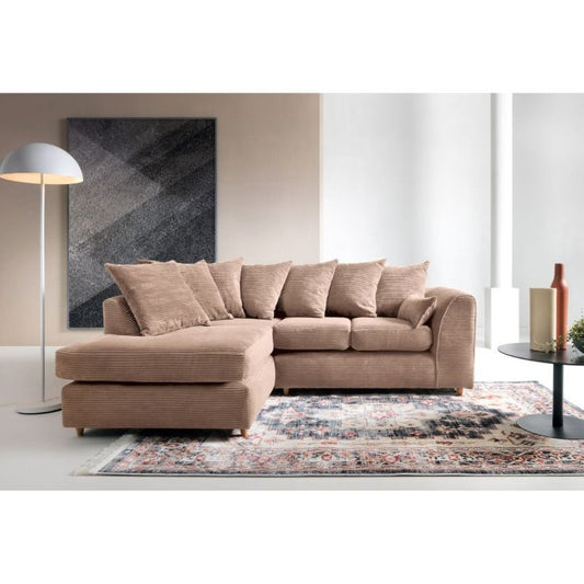 Jumbo Cord Brown Fabric Corner Sofa