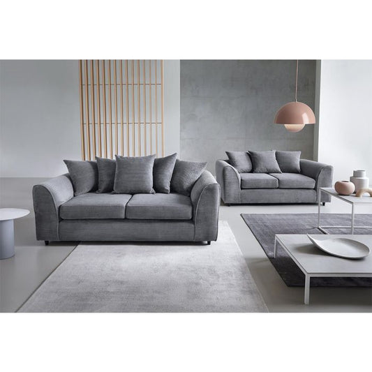 Jill Jumbo 3+2 Seater Sofa Set - Grey Fabric