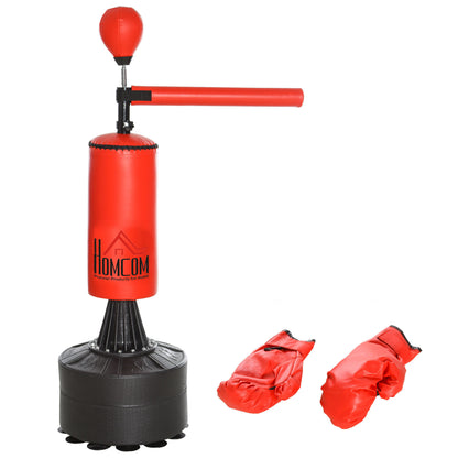 HOMCOM 55-205cm 3-IN-1 Freestanding Boxing Punch Bag Stand with Rotating Flexible Arm, Speed Ball, Waterable Base