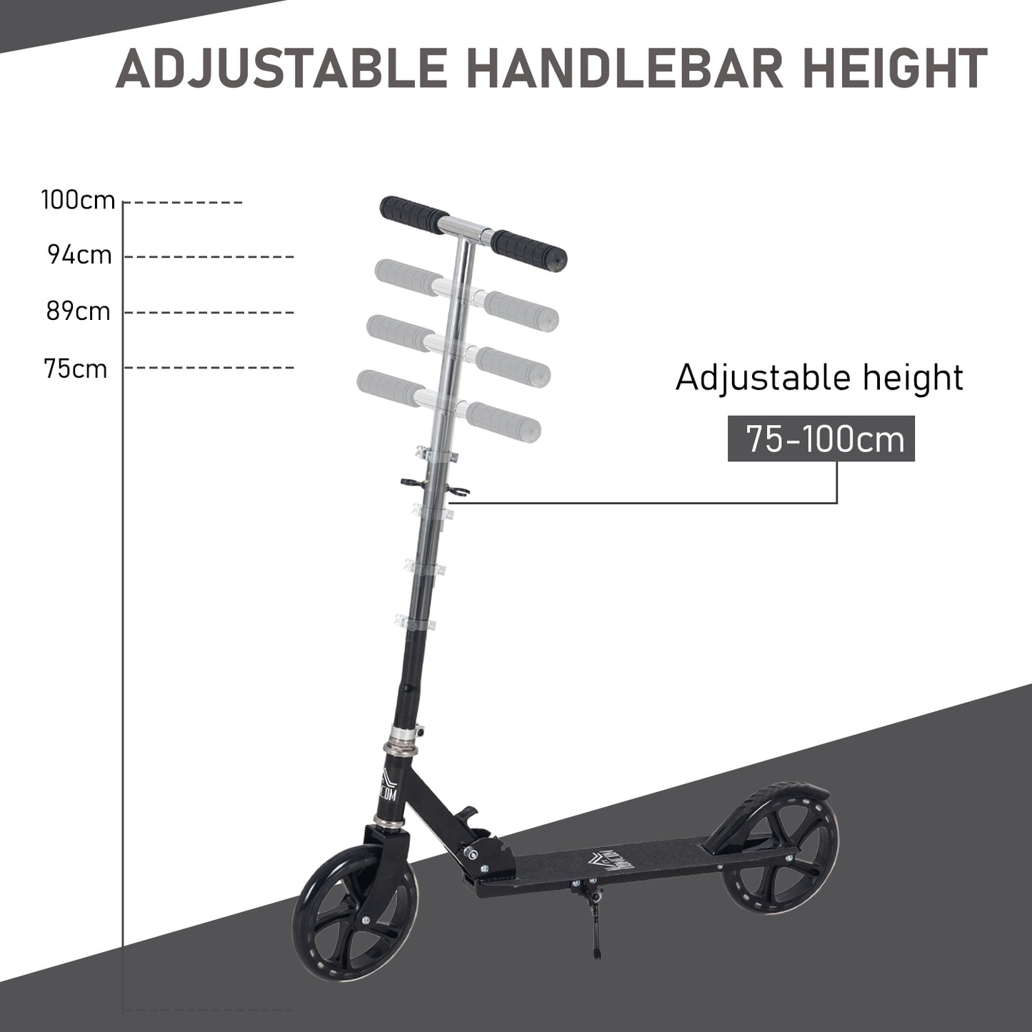 HOMCOM ids Scooter Teenager Kick Scooter Foldable 4 Levels Adjustable Height with Rear Fender Brake for 7-14 Years