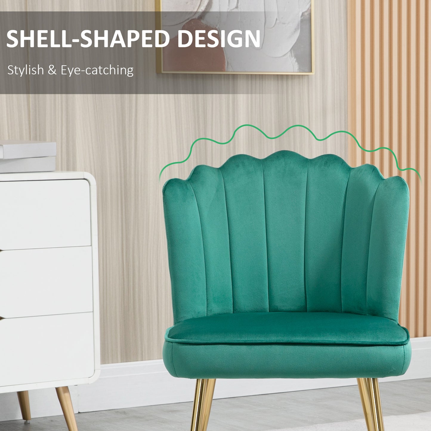 HOMCOM elvet-Feel Shell Accent Chair - Green