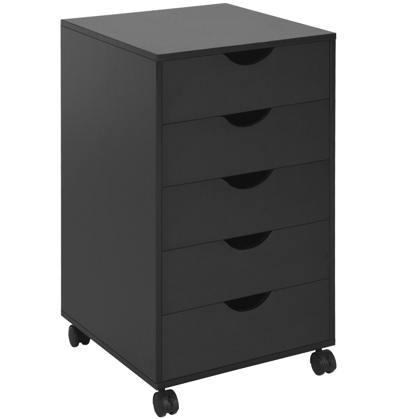 HOMCOM Drawer Mobile Filing Cabinet, Vertical File Cabinet, Modern Rolling Office Storage Organizer Cupboard, Black