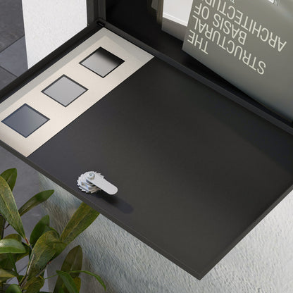 HOMCOM all Mounted Letterbox, Weatherproof Post Box, Modern Mailbox with 2 Keys and Viewing Windows, Easy to Install