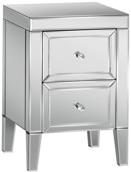 Valencia Mirrored 2 Drawer Bedside Cabinet