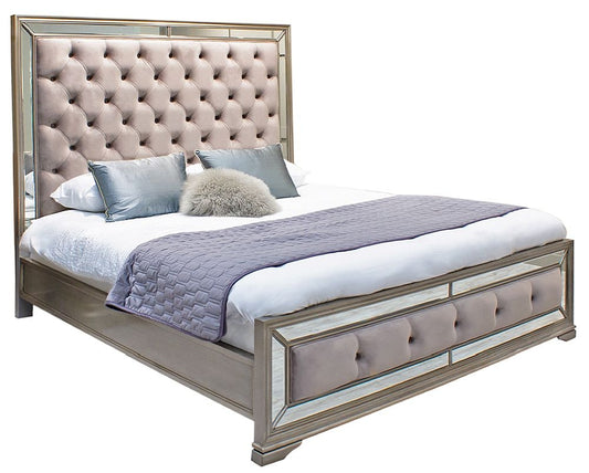 Vida Living Jessica Champagne Mirrored Velvet Bed