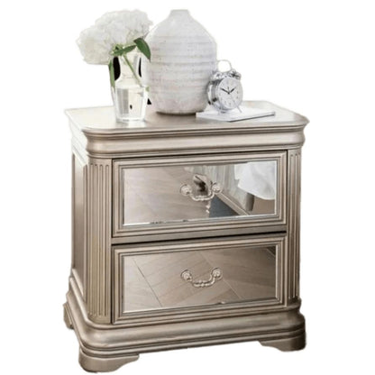 Vida Living Jessica Champagne Mirrored Bedside Cabinet