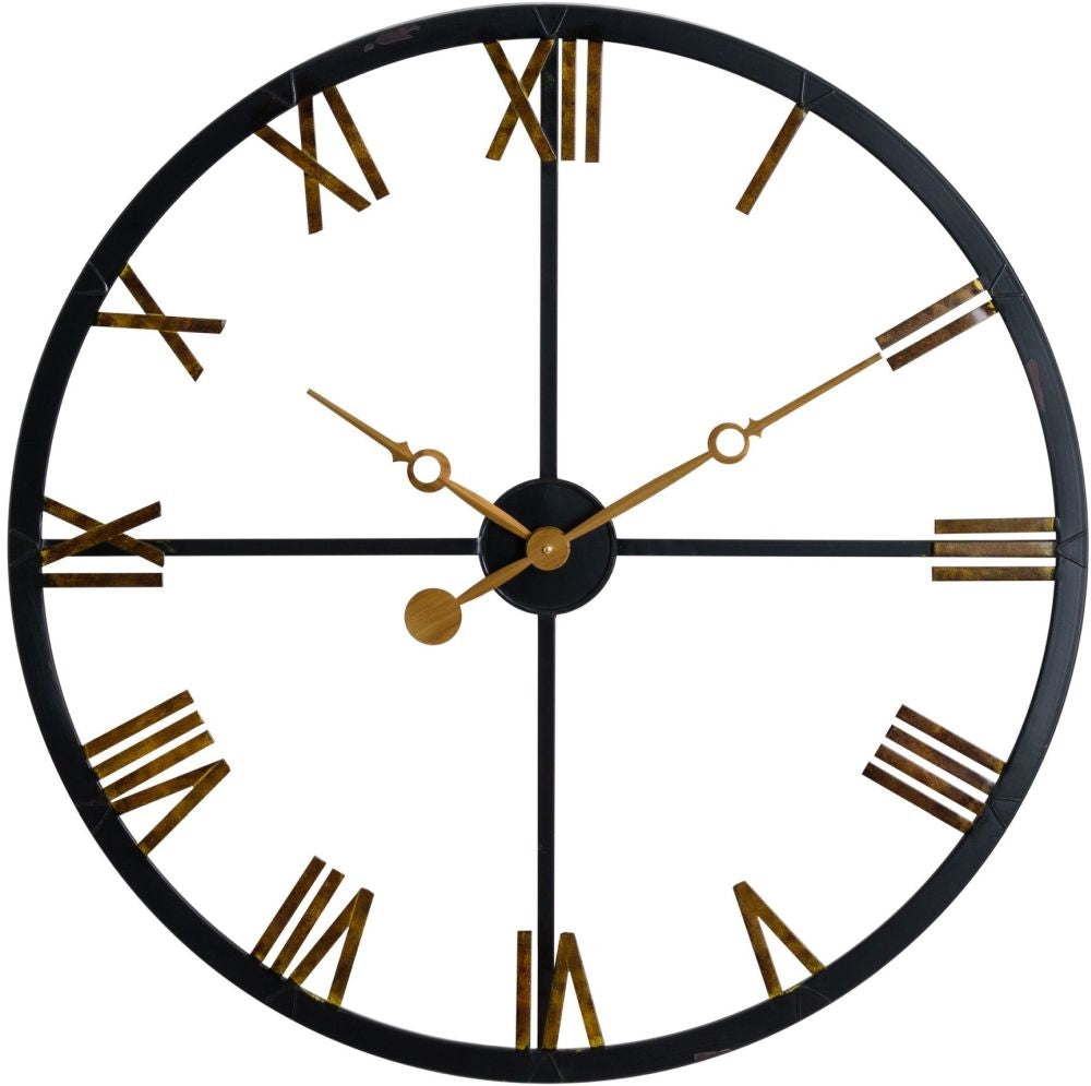 Black and Gold Skeleton Station Clock - 80cm x 80cm