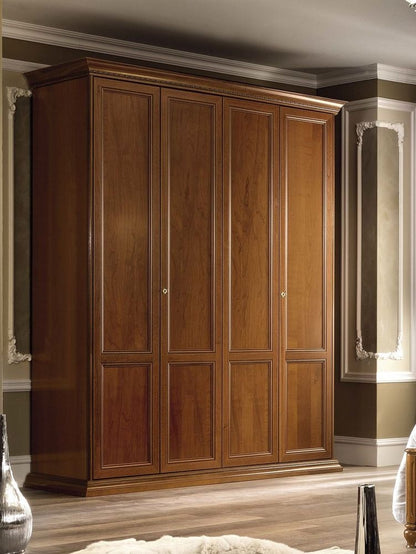 Camel Treviso Night Cherry Wood Italian 4 Door Wardrobe