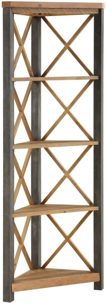 Urban Elegance Reclaimed Wood Large Corner Bookcase