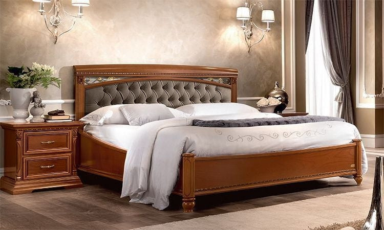 Camel Treviso Night Cherry Wood 5ft King Size Italian Capitonne Storage Ring Bed