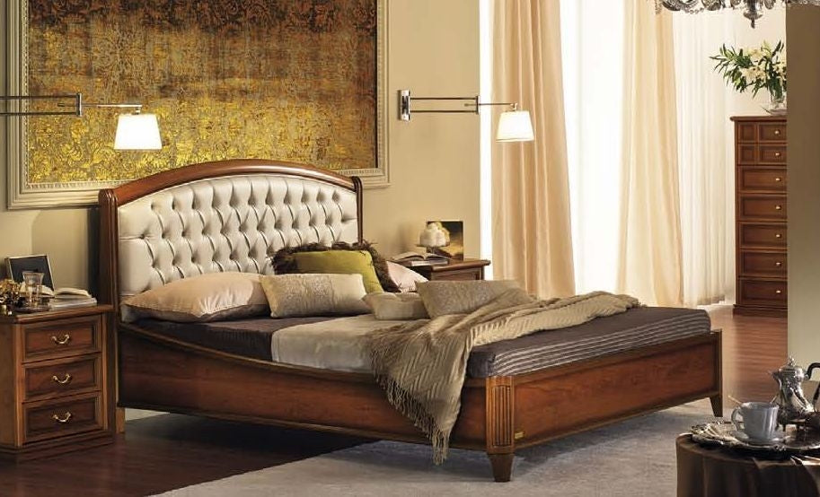 Camel Nostalgia Night Walnut Italian Curvo Legno Capitonne Ring Bed