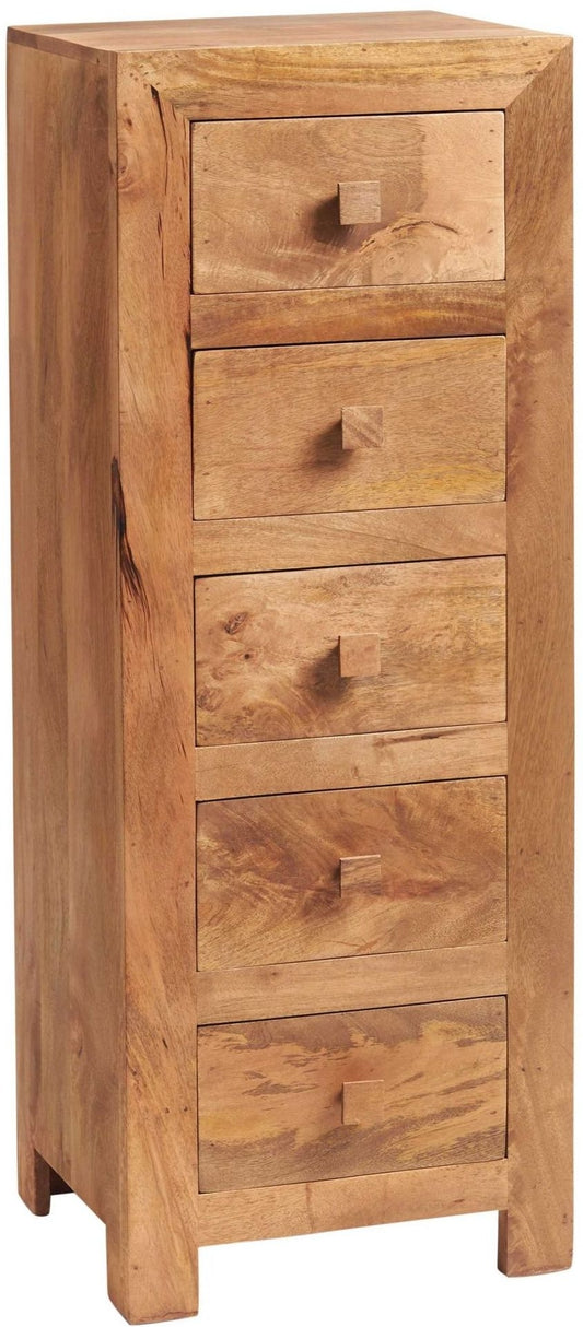 Toko Matt Solid Mango Hardwood 5 Drawer Chest