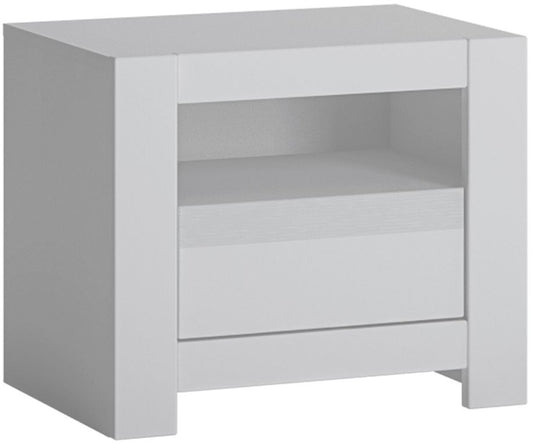 Novi 1 Drawer Bedside Table in Alpine White