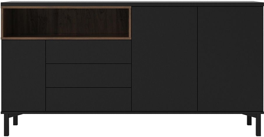 Roomers Sideboard 3 Drawer 3 Door in Black and Walnut