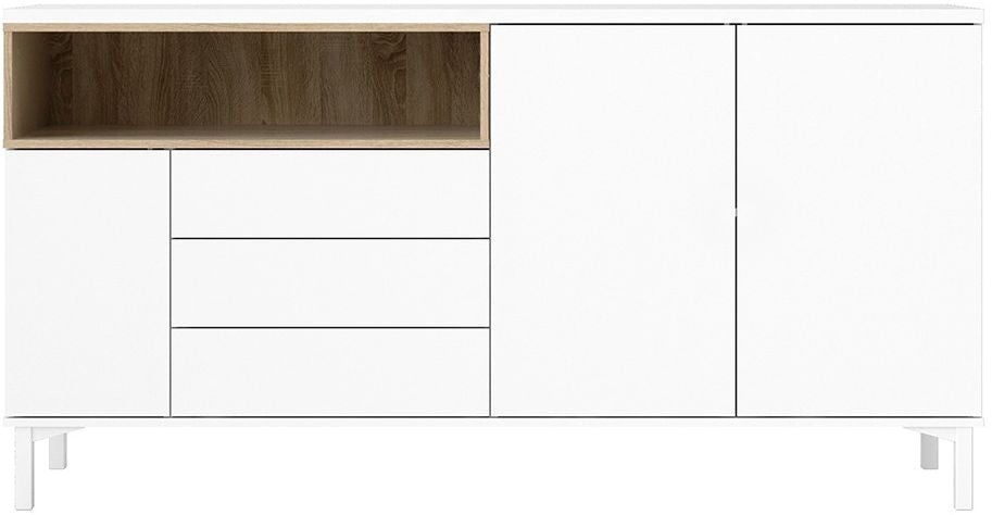 Roomers Sideboard 3 Drawer 3 Door in White and Oak