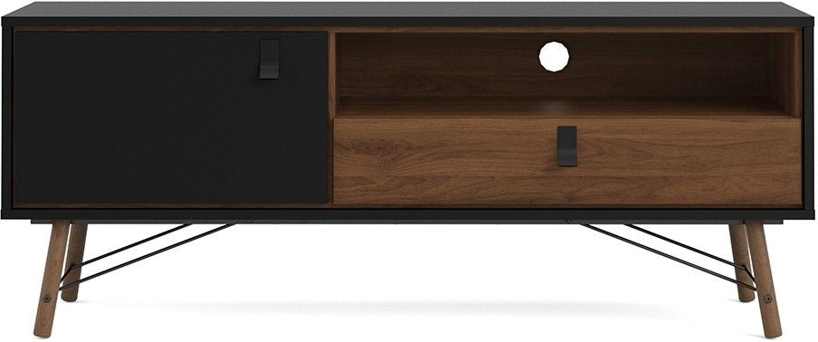 Ry TV Unit 1 Door 1 Drawer in Matt Black Walnut