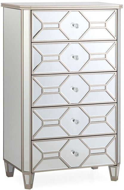 Vida Living Rosa Geometric Mirrored 5 Drawer Chest