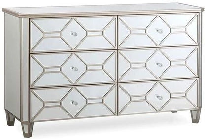 Vida Living Rosa Geometric Mirrored 6 Drawer Dressing Chest