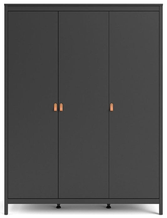 Barcelona 3 Door Wardrobe in Matt Black