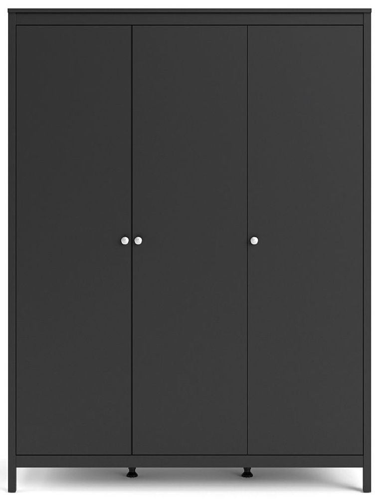 Madrid 3 Door Wardrobe in Matt Black