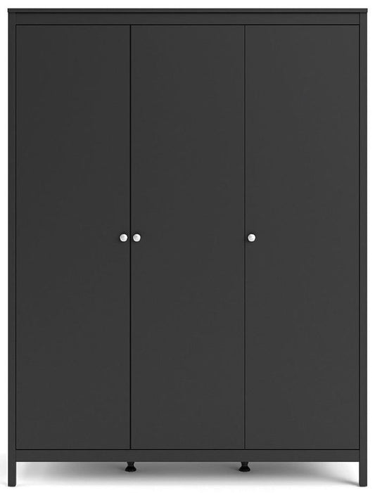 Madrid 3 Door Wardrobe in Matt Black