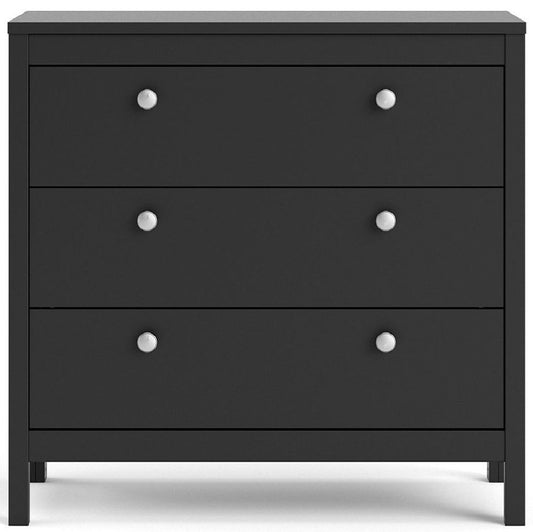 Madrid 3 Drawer Chest in Matt Black