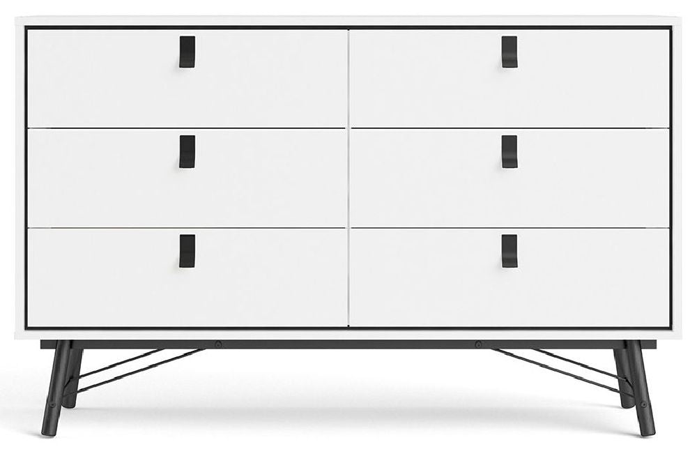 Ry Wide Double Chest of Drawer 6 Drawer in Matt White