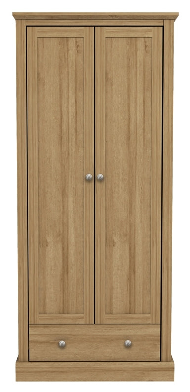 Devon Oak 2 Door Wardrobe | Hinged | Oak | Shelves | 2 Doors | 79.7cm