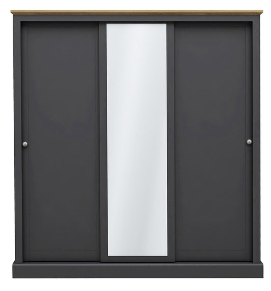 Devon Charcoal 3 Door Sliding Wardrobe