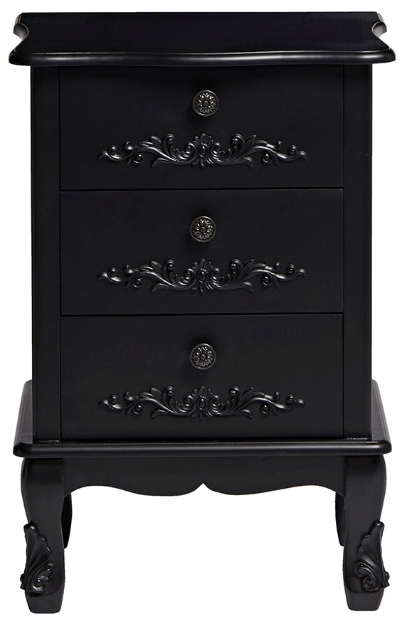 Antoinette French Style Black 3 Drawer Chest