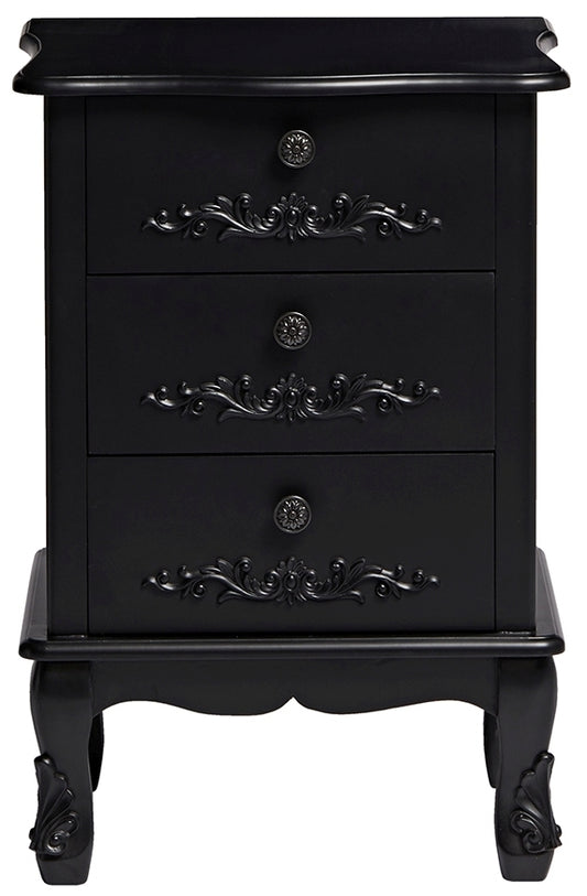 Antoinette French Style Black 3 Drawer Chest