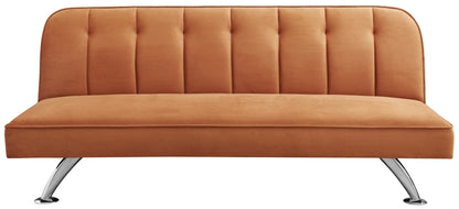 Brighton Orange Velvet Fabric 3 Seater Sofabed