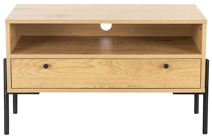 Vida Living Madrid Oak and Black 1 Drawer TV Unit